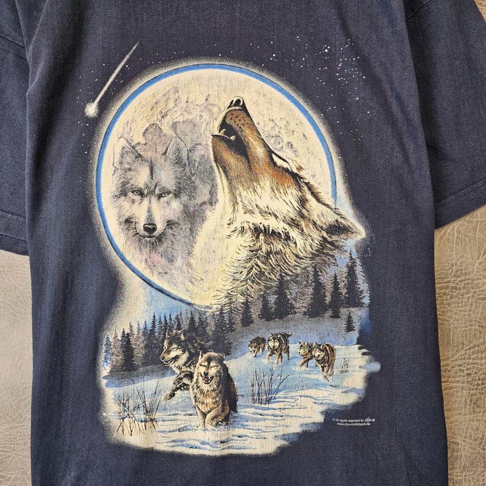 Vintage t Shirt Short sleeve Tee XL Graphic tee animals wolf - Picture 2 of 4